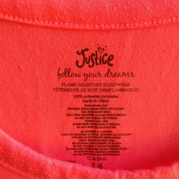 Justice Girls Size 14 Pink Owl Tank Top - Picture 4 of 5